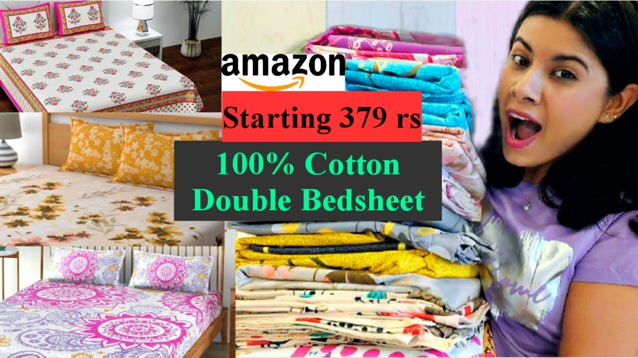 AMAZON 100% COTTON BEDSHEET HAUL starting 379 Rs😲 Budget Bedsheet Collection