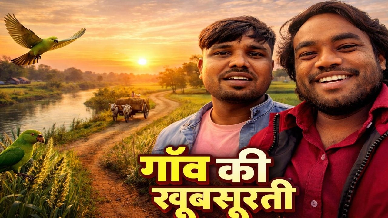 #🌾Gaon Ke Khet Aur Nadi Ka Khoobsurat Nazara🌅 Village Life – Khet, Nadi Aur Sukoon