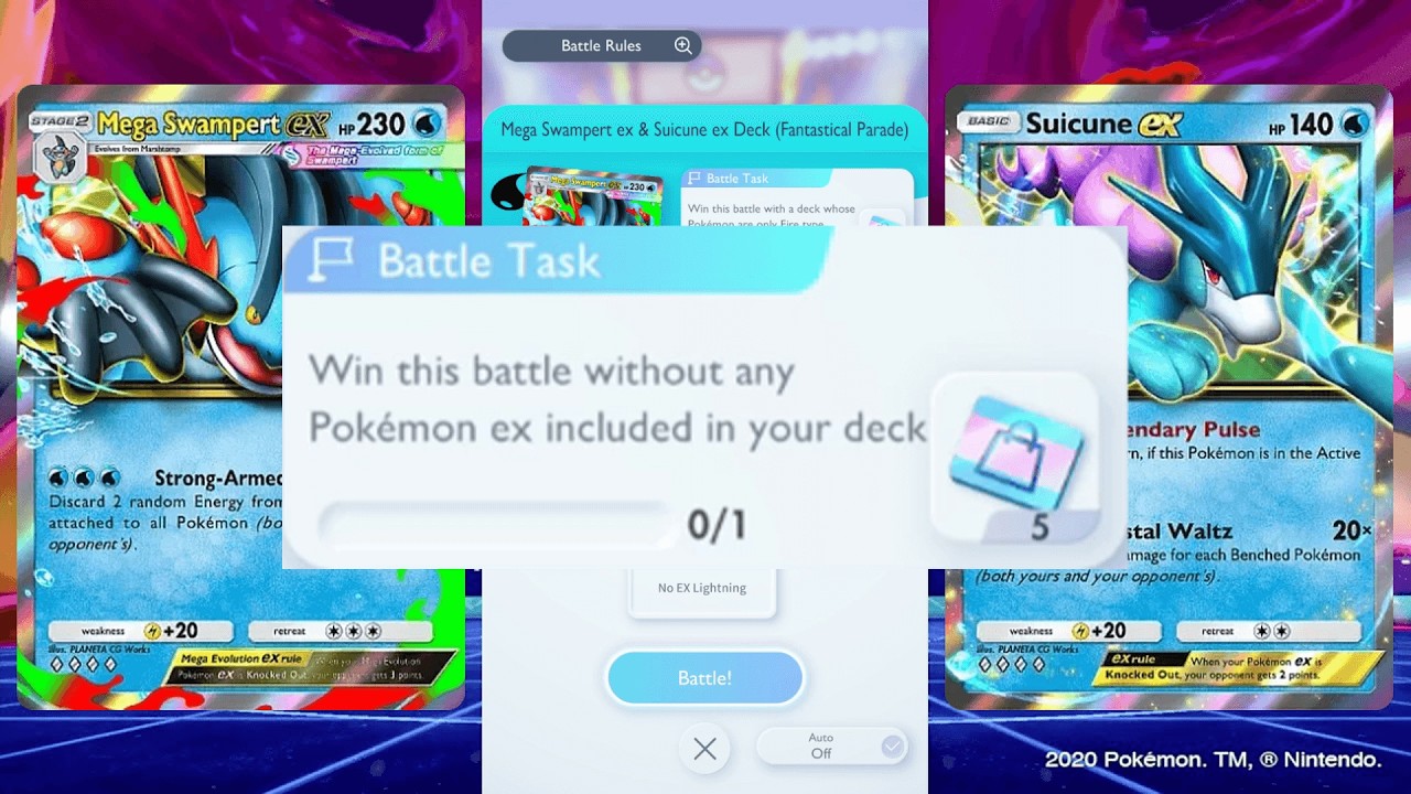 Мега Свамперт EX и Суикуне EX | Испытание без EX | Pokémon TCG Pocket