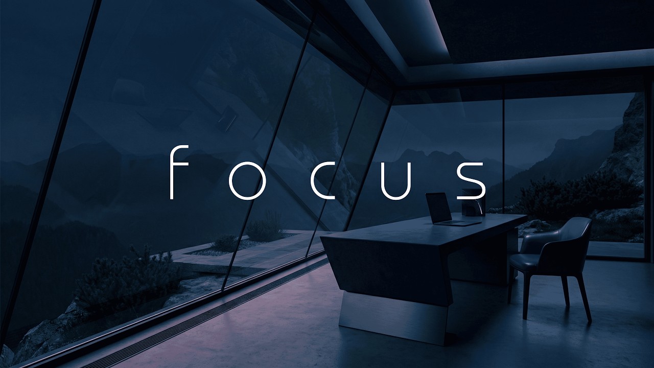 Focus Like a CEO • Night Mansion Office with Mountain Peak View