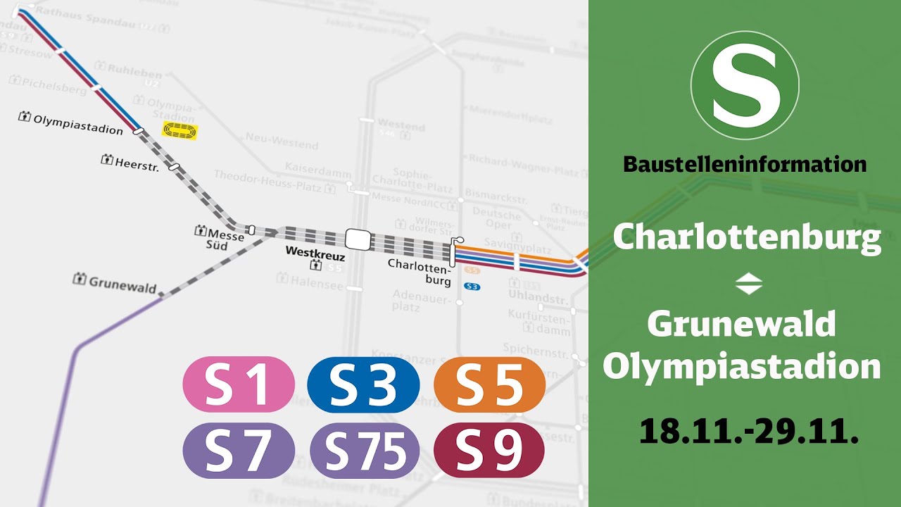 S-Bahn Berlin Bauinfo | Charlottenburg – Grunewald/Olympiastadion (S1, S3, S5, S7, S75, S9)