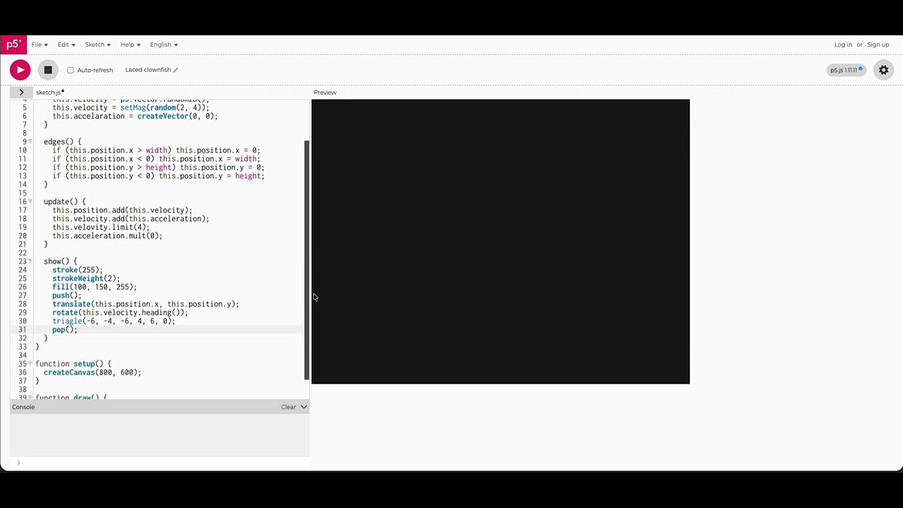 Flocking Simulation (Boids Algorithm) | Workshop Sketch