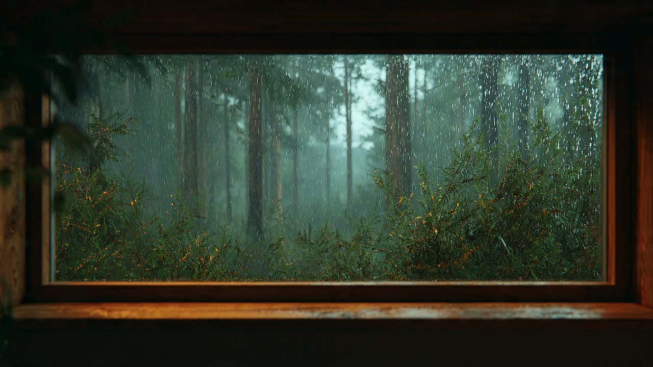 Gentle Summer Rain in a Forest | Bird Sounds & Distant Thunder