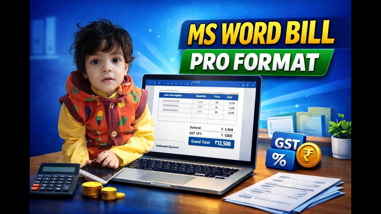 SJ INSTITUTE is live.  MS Word Bill Format Tutorial 2026 | Professional Invoice Design in MS Word 🔥