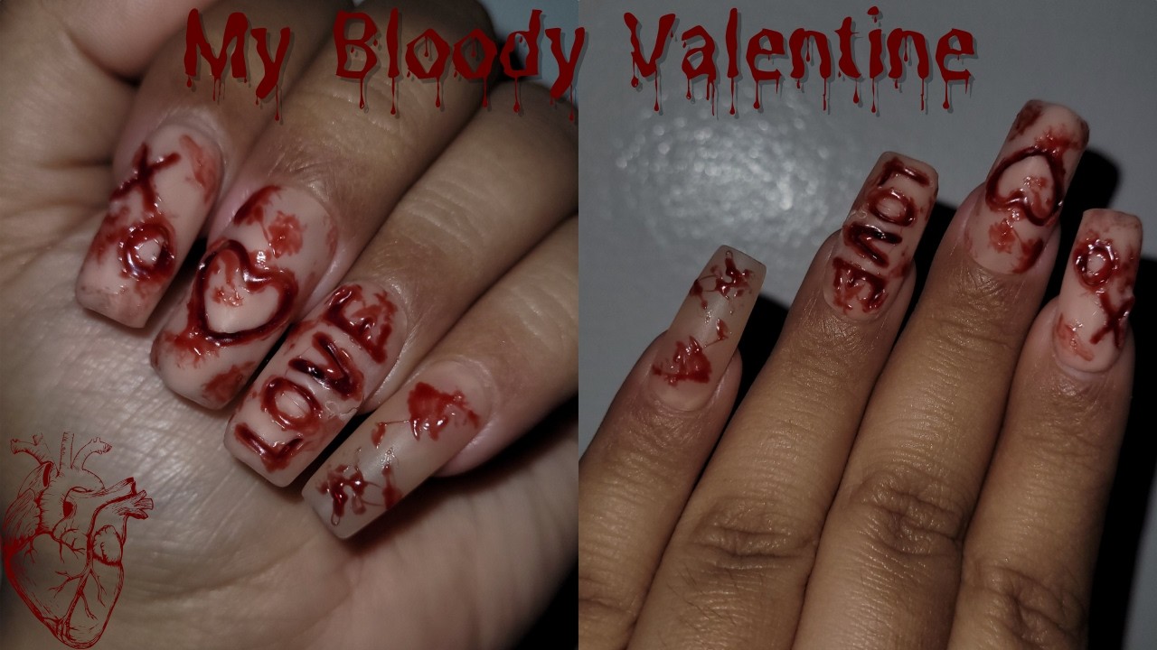 Horror Valentine Nails