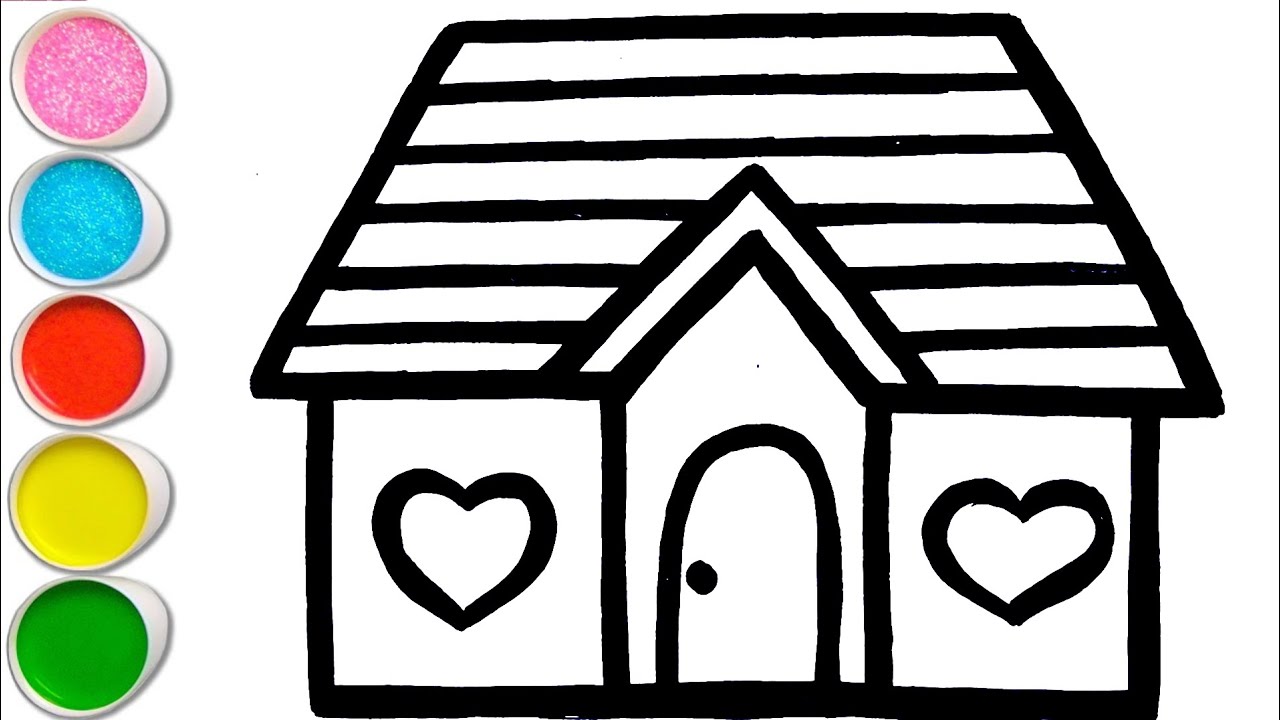 House Drawing, Coloring and Painting for Kid's & Toddlers | How to Draw House Drawing
