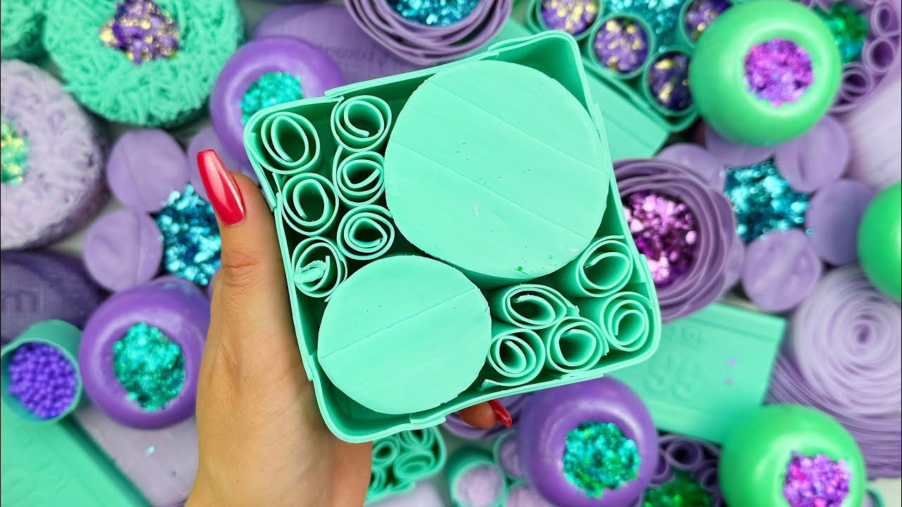 SOAP&GLITTER(4K)★Soap boxes with glitter&foam★Peeling off the film★Clay cracking★4K
