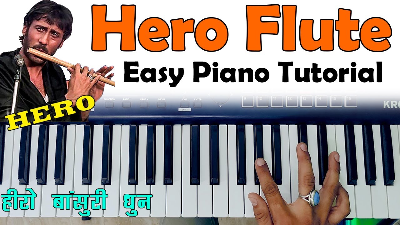 #HERO Theme Flute Music - Easy Piano Tutorial With Chords | हीरो फिल्म की बांसुरी धुन बजाना सीखें