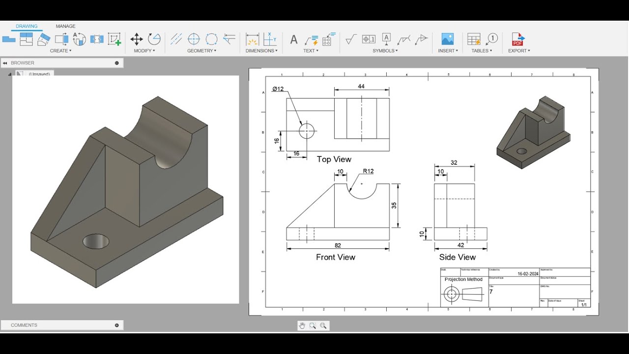 How to convert 3D to 2D Drawing & Drafting in Fusion 360 Drawing