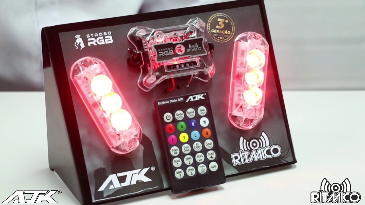 Lançamento 2019 Strobo RGB Rítmico AJK, 3ª Geração, modo áudio e muito mais