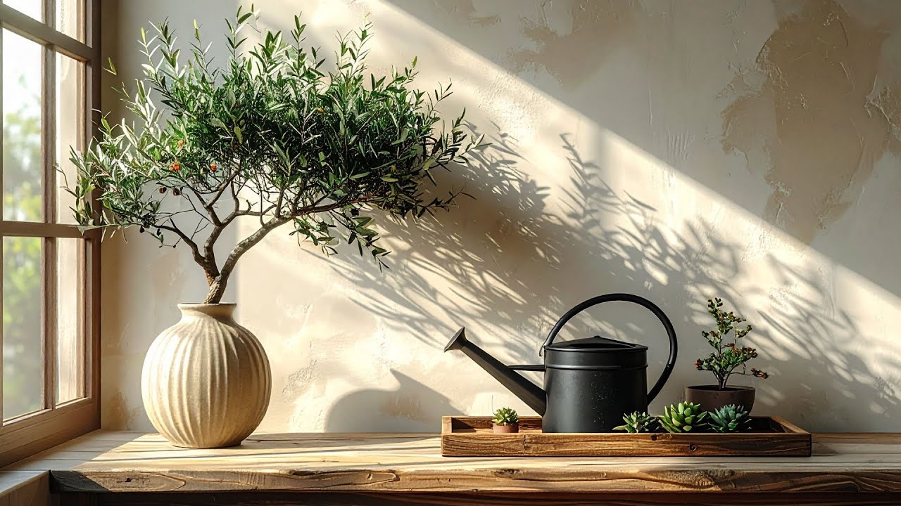 Still Life TV Art Screensaver for the Frame TV Olive Branches in the Afternoon Light