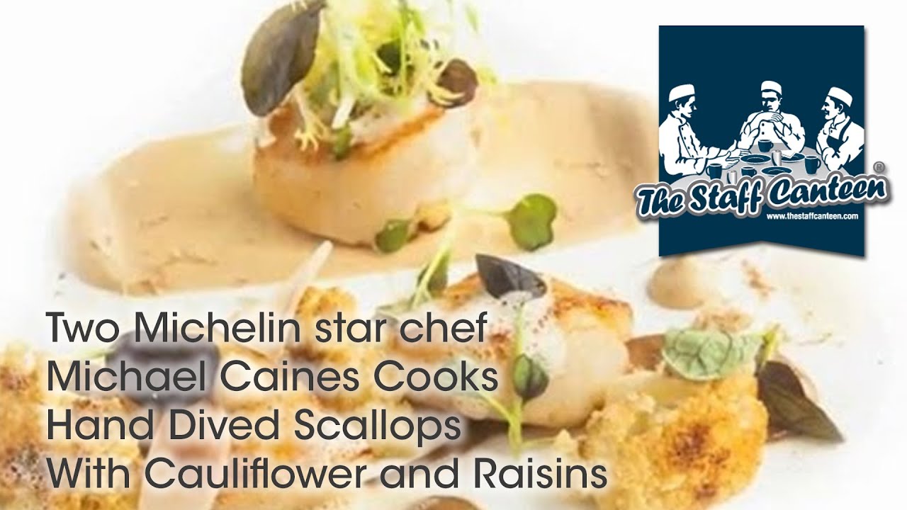 Two Michelin star chef Michael Caines Cooks Hand Dived Scallops With Cauliflower and Raisins