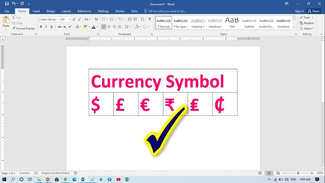 How to Insert Dollar Symbol in Word