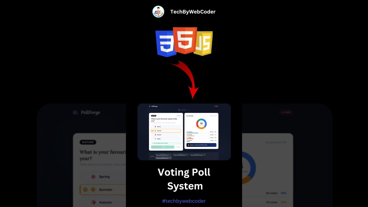 Day 48: How To Build a Voting Poll System Using HTML, CSS & JavaScript (For Beginner)
