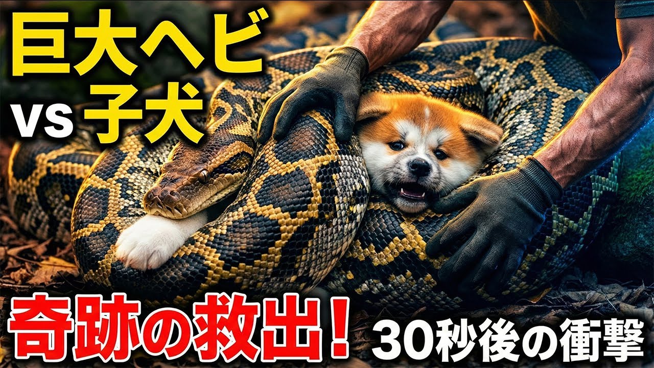 【実話】巨大ヘビに全身を砕かれかけた秋田犬の子犬。瀕死の命を救った男に、犬が示した「30秒後」の驚愕の行動とは。