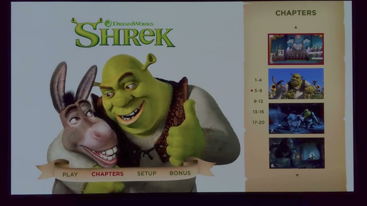 Dreamworks Animation - SHREK 4K Ultra HD Movie menu presentation