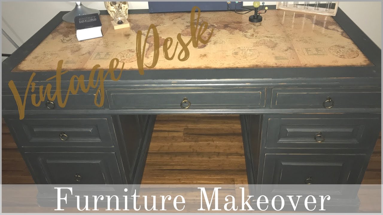 FURNITURE MAKEOVER | Vintage Industrial Desk (Chalkpaint Recipe)