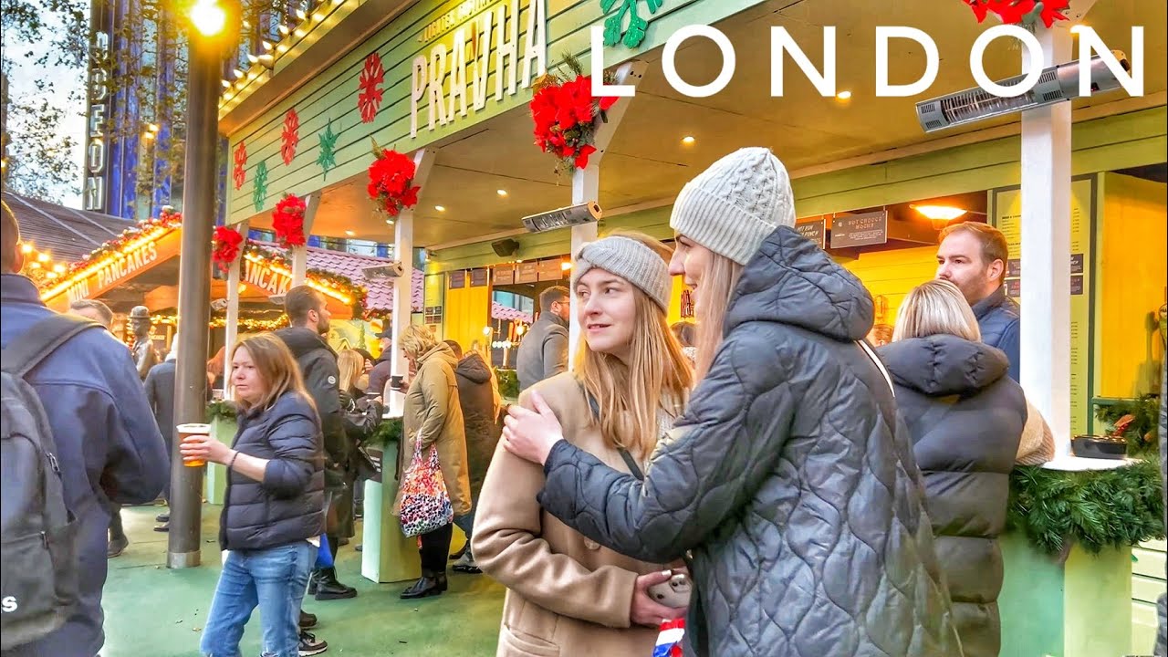 London City Walk at Christmas | London Christmas Market Tour | London Christmas Lights Tour [4K]