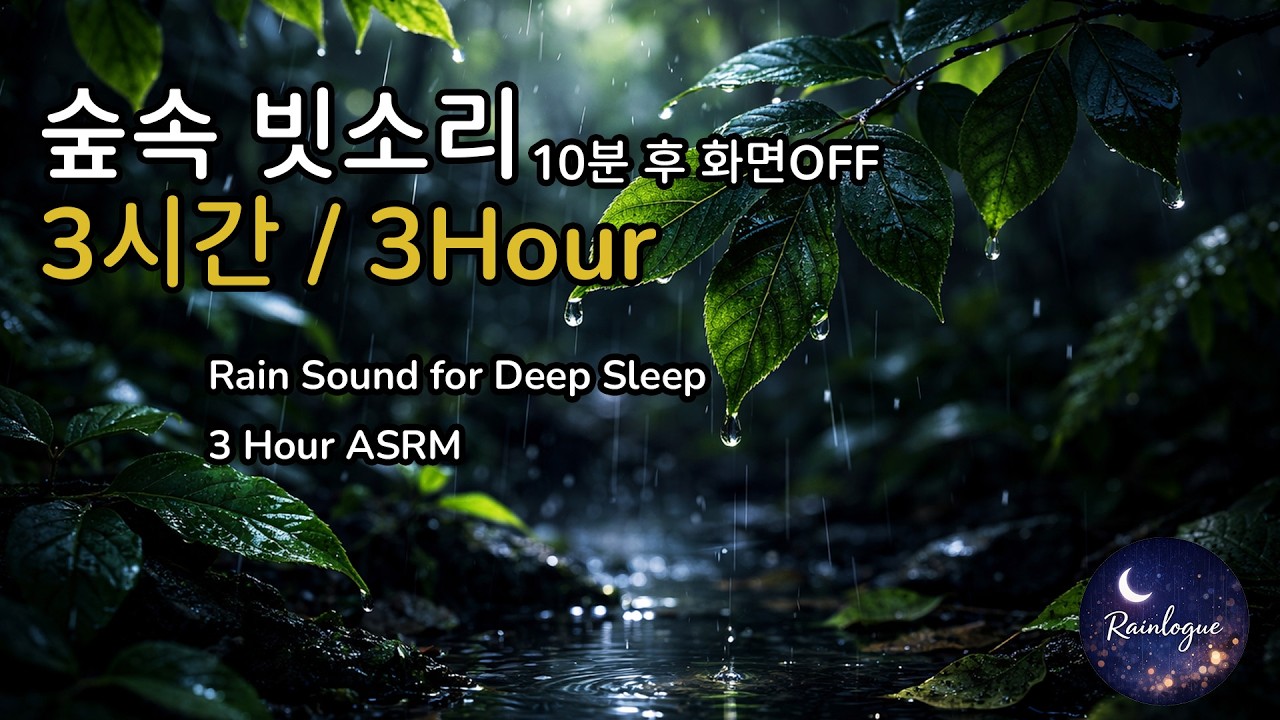 어두운 숲속 빗소리 3시간 🌧 깊은 수면 ASMR | Rain Sounds 3 Hours 🌧 Deep Sleep ASMR | Black Screen After 10 Min