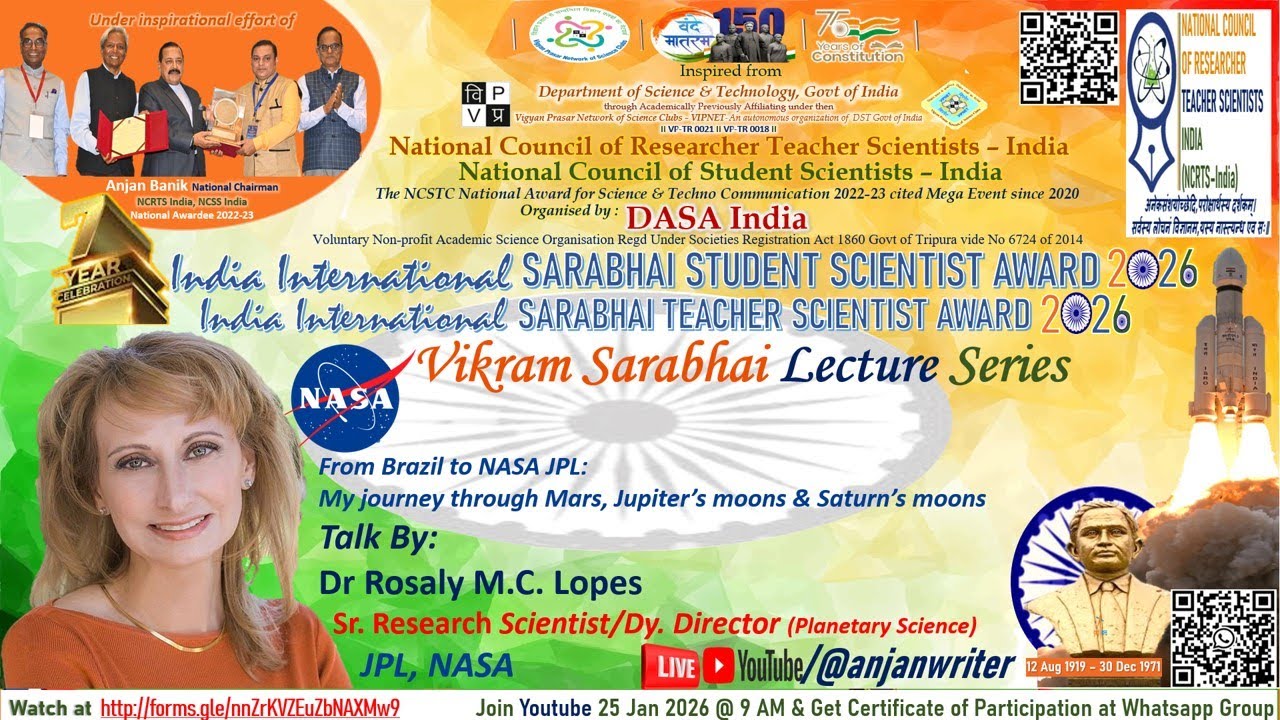NASA Scientist/Dy Director JPL Dr Rosaly M Lopes on her Wok & Journey under presiding of Anjan Banik