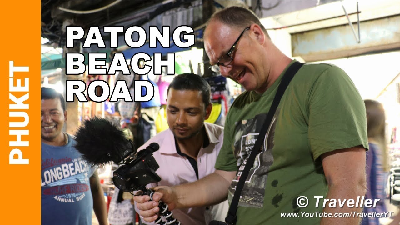 PHUKET - Night Walk on Patong Beach Road in Patong Beach, Thailand