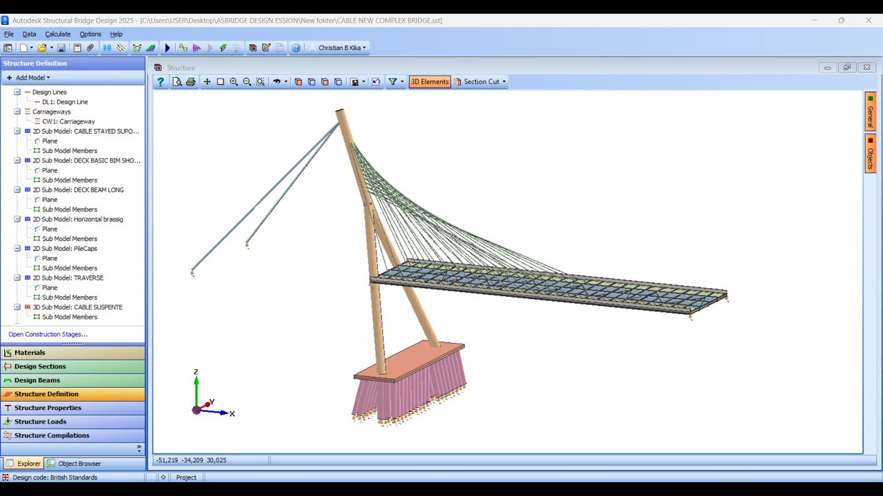 Cable-Stayed Bridge  modeled  in Autodesk structural bridge design