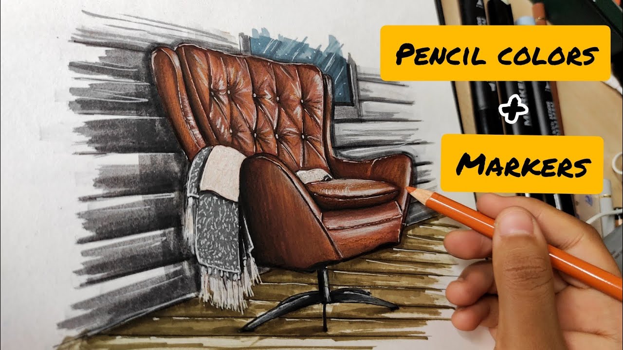 how to render a Chair | hand rendering tutorial