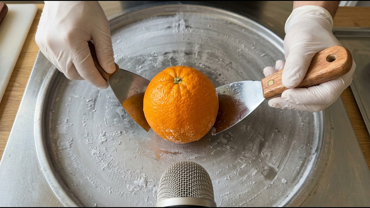 Satisfying ASMR - Fresh Orange Ice Cream Rolls 🍊 Making Natural Food with Real Vitamins