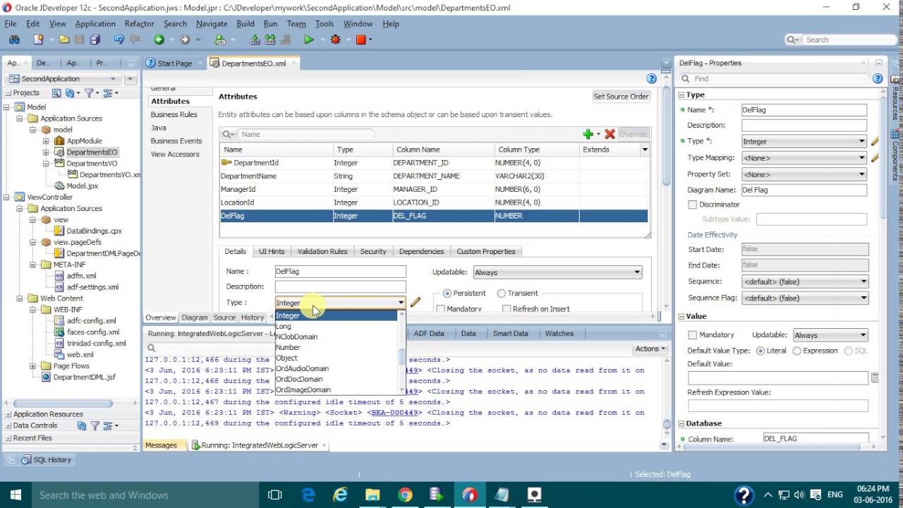 Oracle Jdeveloper12c ADF - 3) Logical Delete