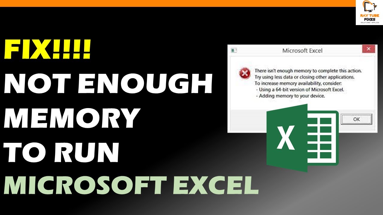 FIX!!!! Not enough memory to run Microsoft Excel