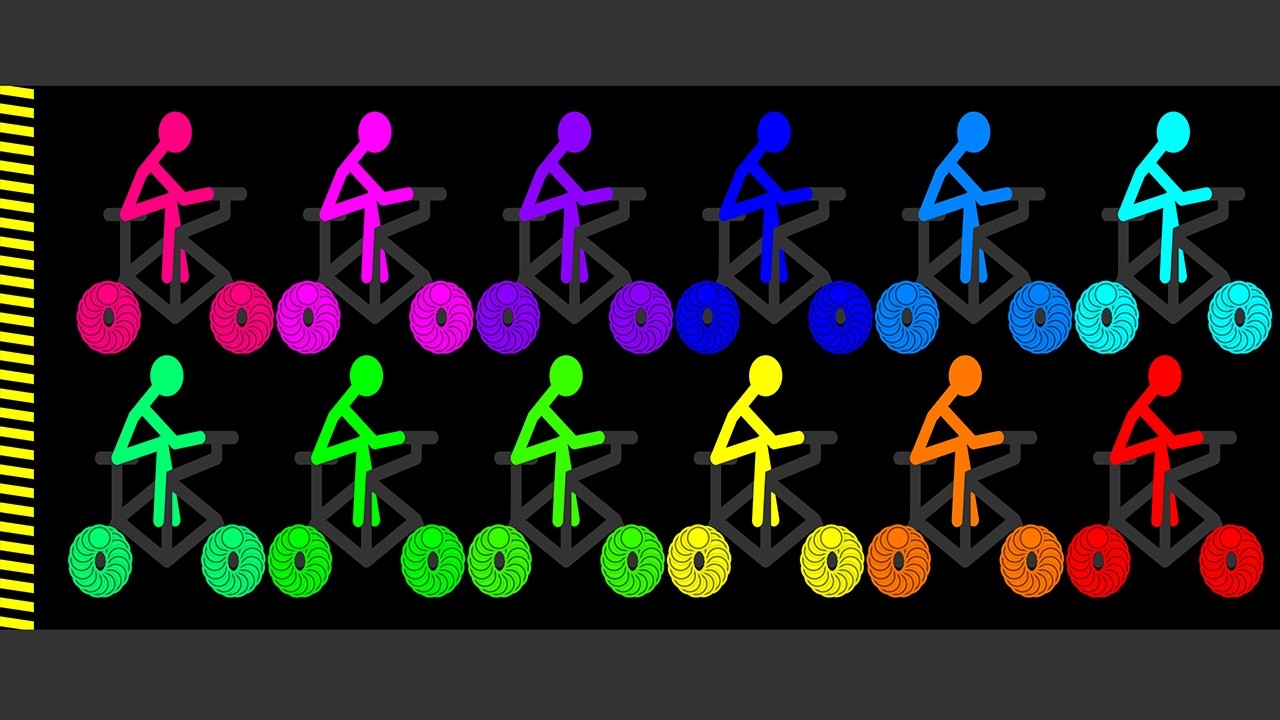 Shutter Crush Bicycle Stickman Survival Race in Algodoo