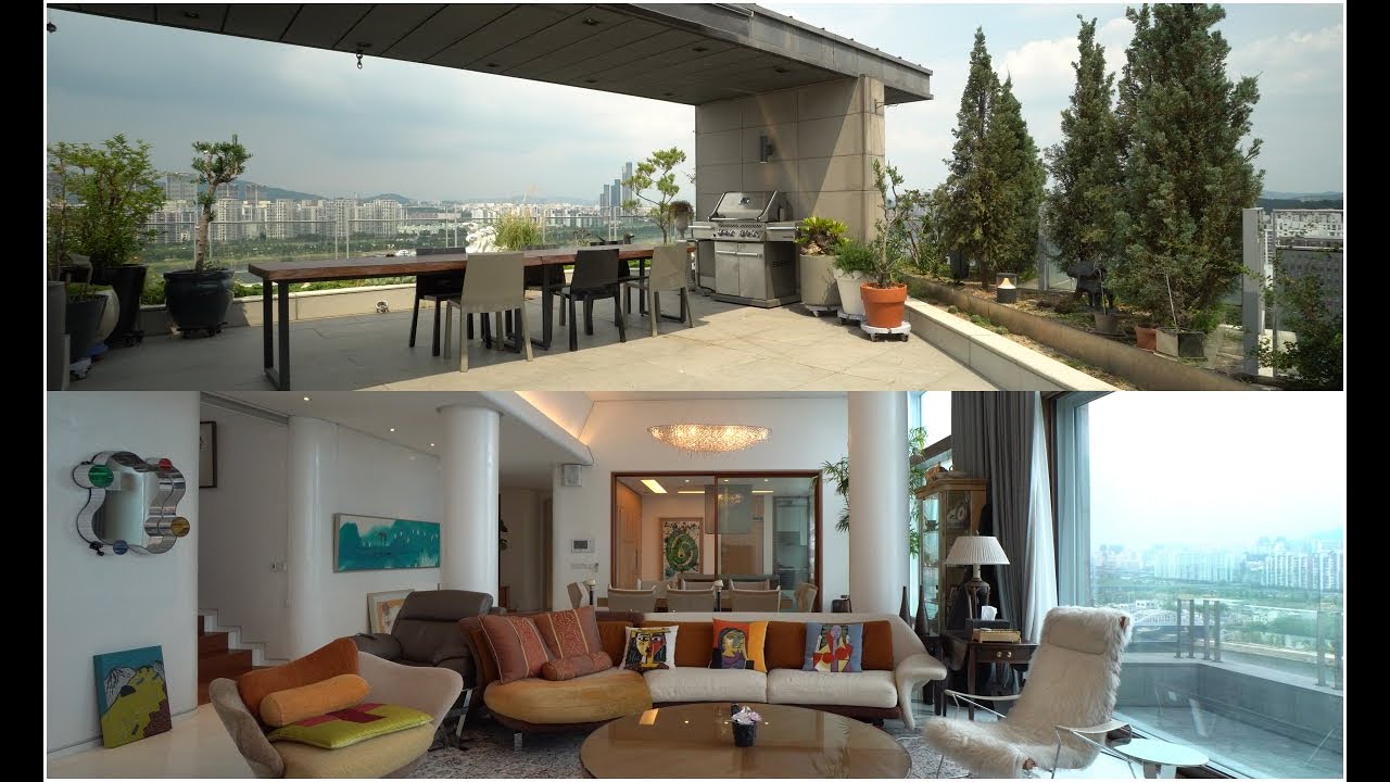 프라이빗 루프탑 가든과 한강과 씨티뷰! 흑석동 마크힐스 펜트하우스 투어 (매매가 105억) Korean penthouse