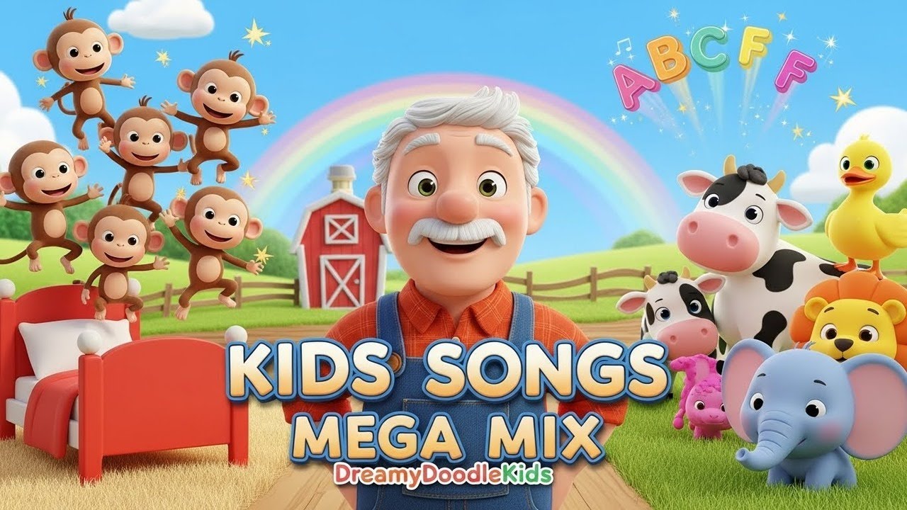 Kids Songs Mega Mix 🎵 | Old MacDonald, Five Little Monkeys, ABC & Animals
