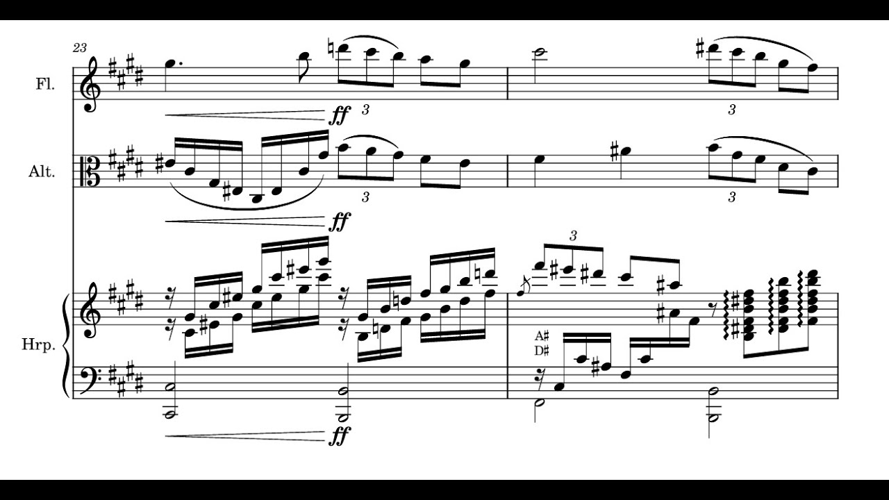 Pierre Bazin - Trio for flute, alto and harp (2024) - Score