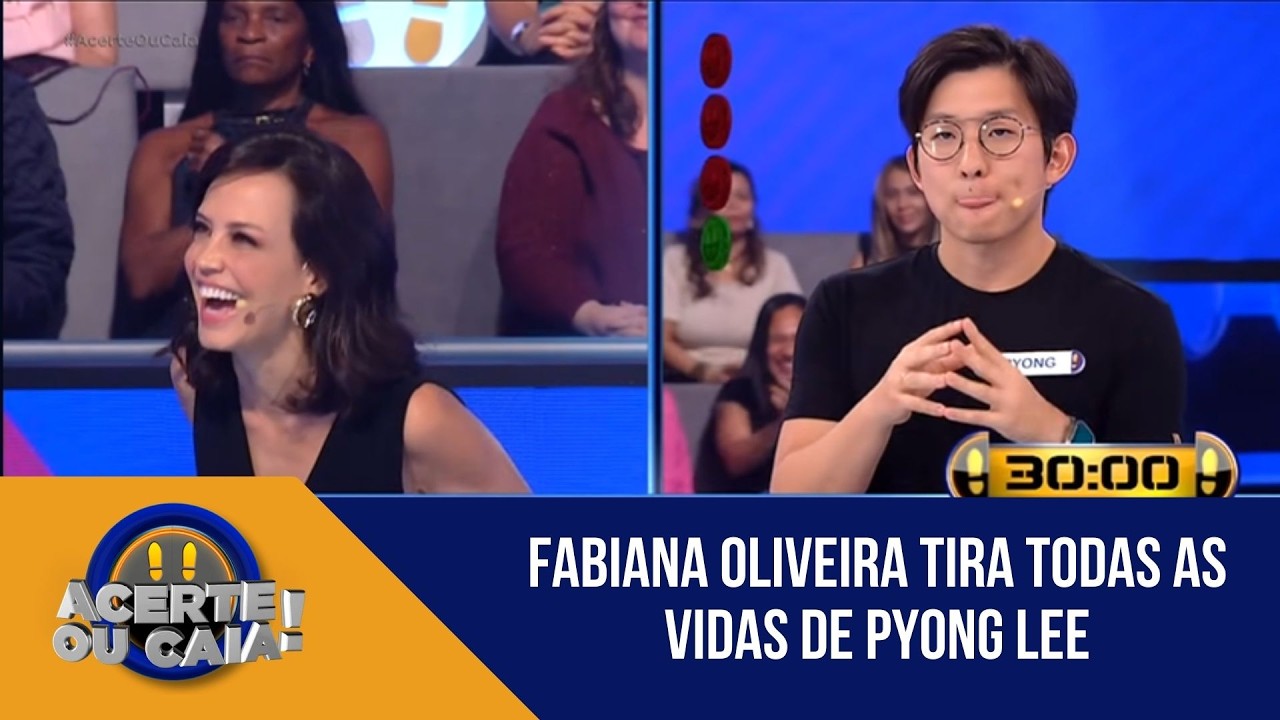 Fabiana Oliveira tira todas as vidas de Pyong Lee e é a nova líder do jogo | 'Acerte ou Caia'