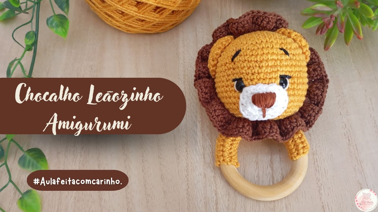 Chocalho Leãozinho Amigurumi - Completo