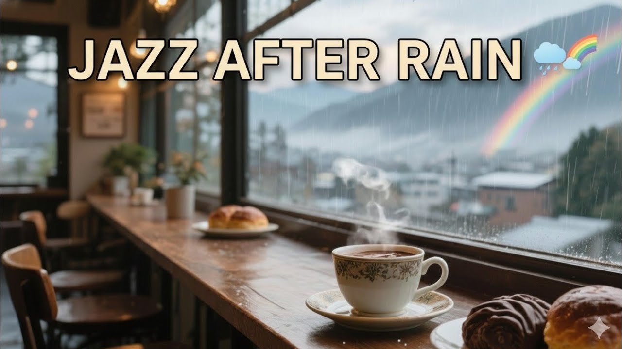 Beautiful Rain Jazz 🌧️🌈 Cozy Jazz Ambience as the Rainbow Appears