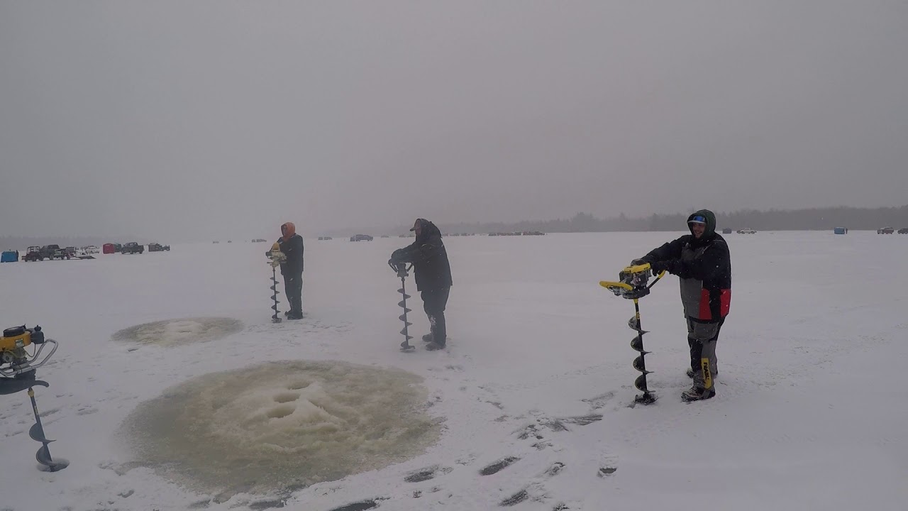 Ice auger race, eagles nest flowage. Wisconsin