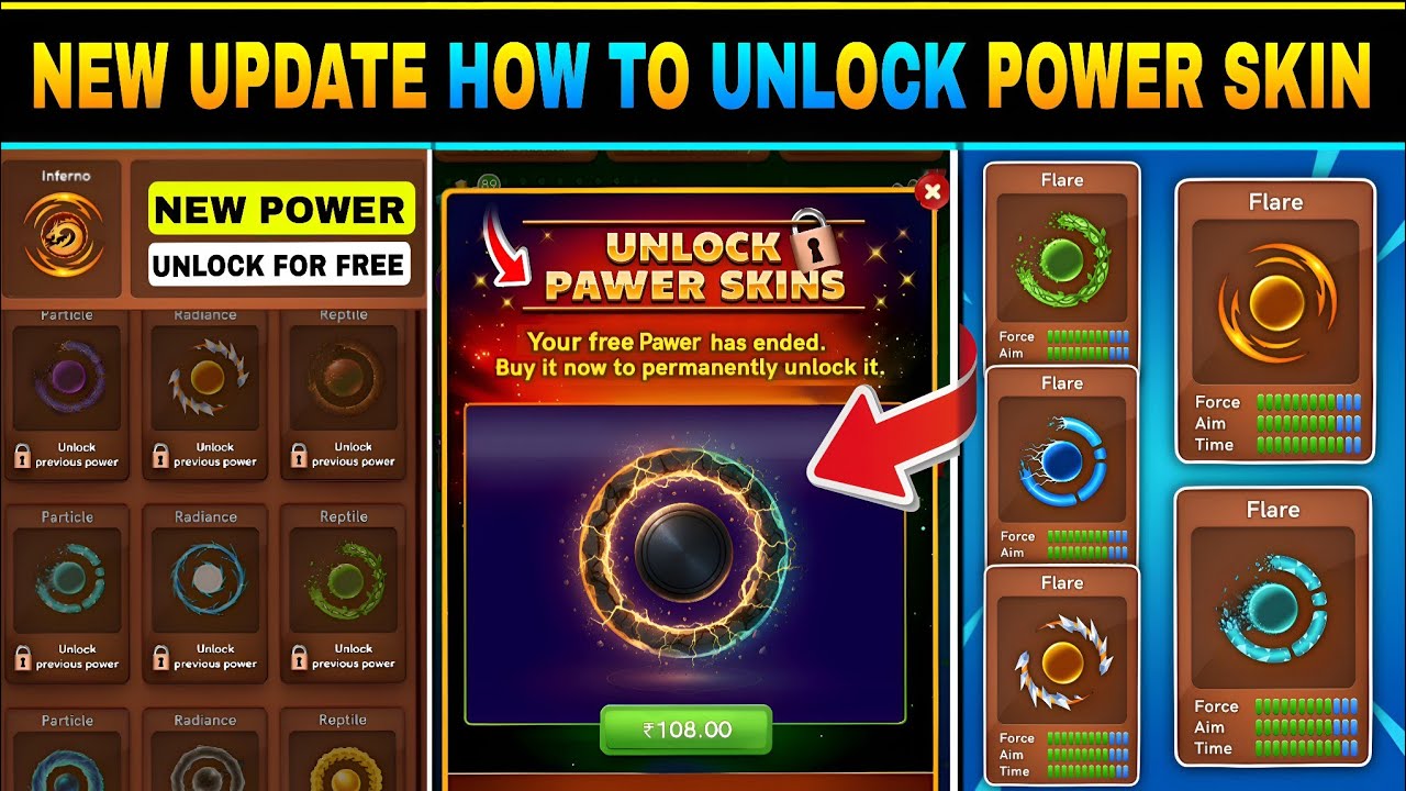 How To Unlock Carrom Pool New Powers Skins 😁👌 | Special For You @Miniclip  ☺️❤️