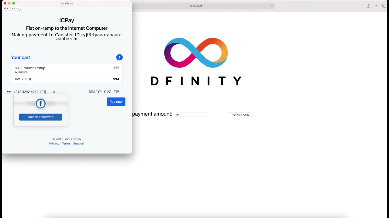 ICPay demo - fiat onramp to the Internet Computer