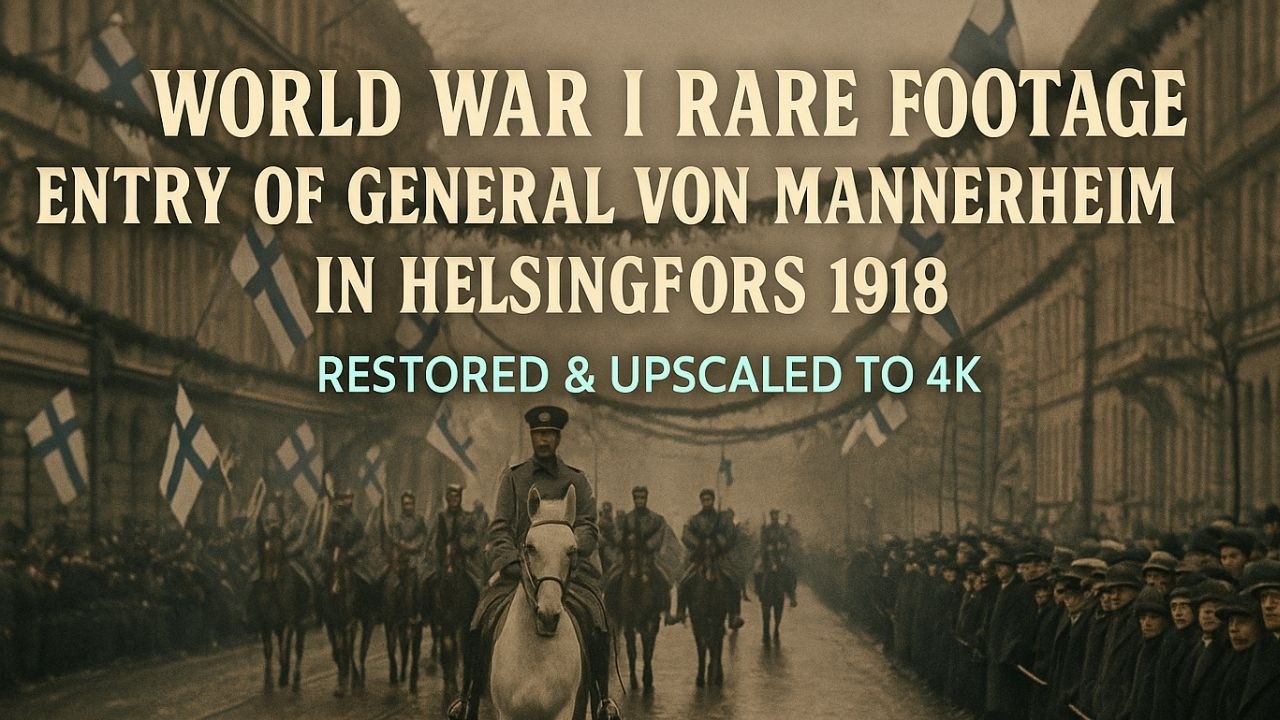 WWI Rare Footage: Mannerheim Enters Helsingfors (1918) &mdash; Restored in 4K