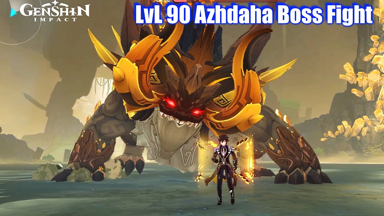 Genshin Impact - LvL 90 Azhdaha Dragon Boss Fight