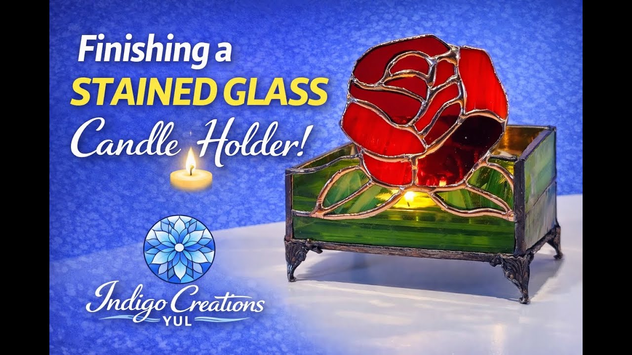 Final steps on a stained glass candle holder. Simple project.