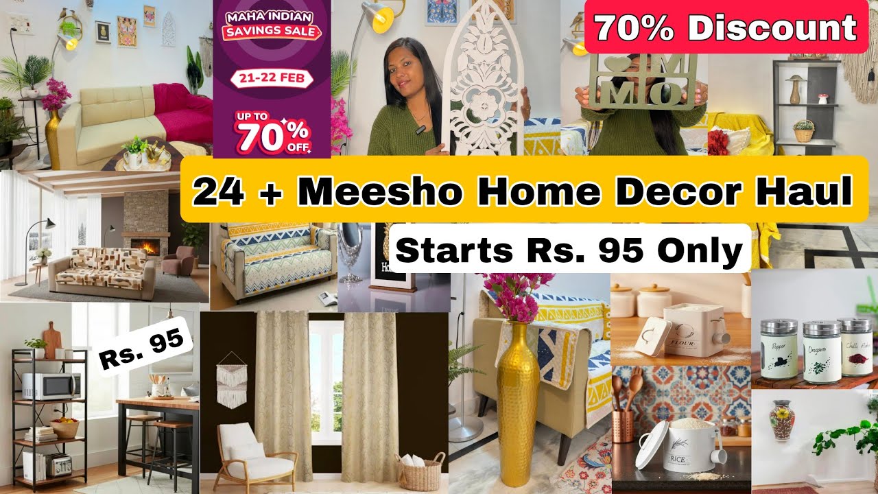 Huge 24 + Meesho Home Decor Haul Starts Rs. 95 Only / Sale offer 70% Discount #meesho 