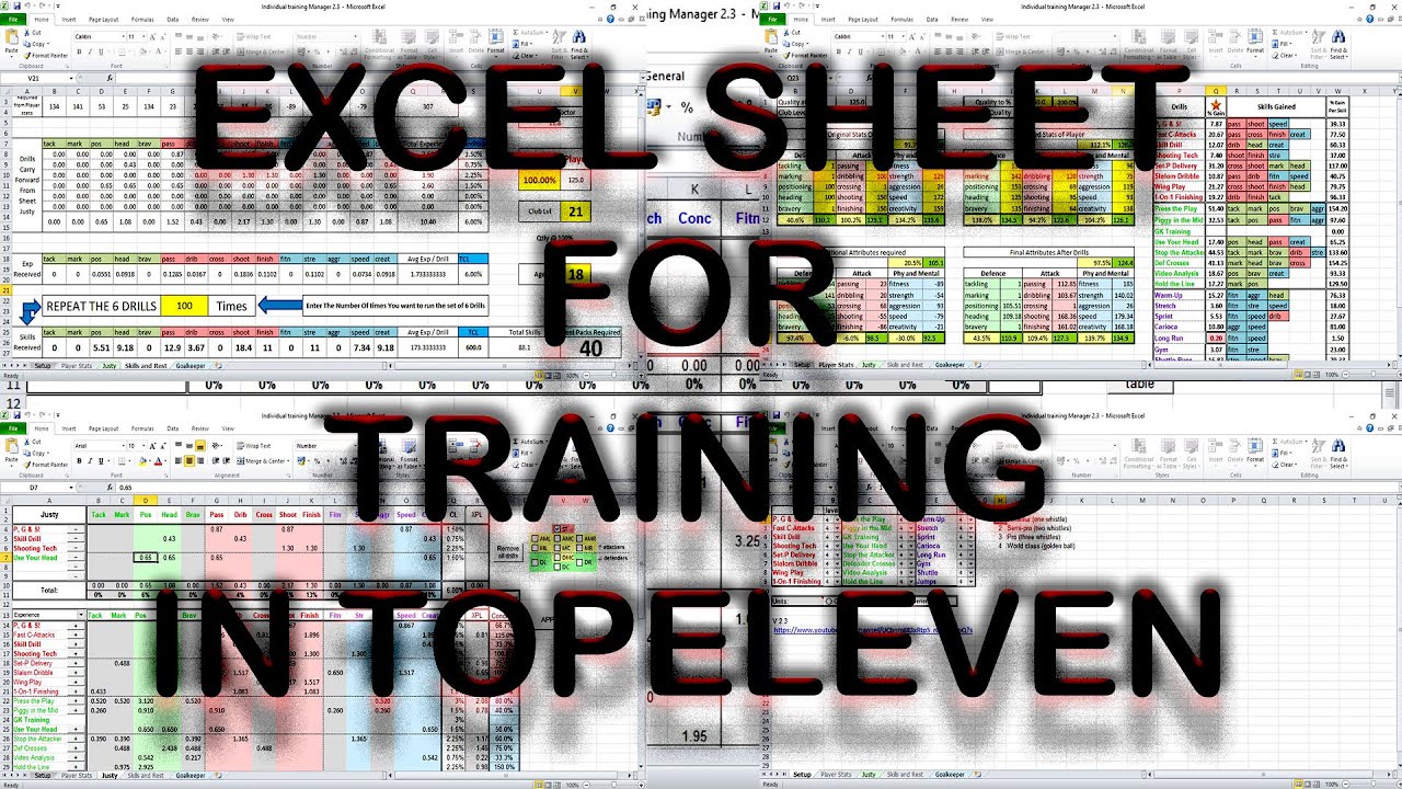 Excel sheet for Training - In Top Eleven - Individual Training Manager 2.3