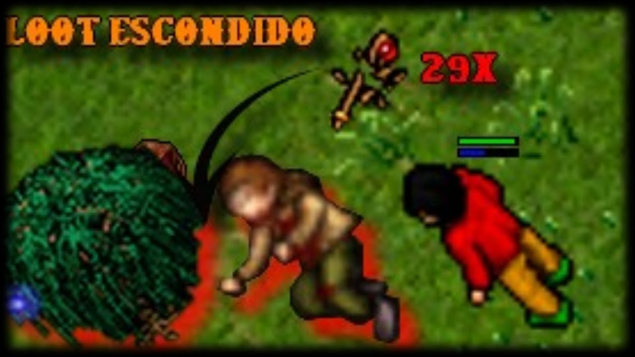 Ele tentou esconder o DROP na arvore, curioso tentou proteger o BOT morreu 😂 TIBIA PK