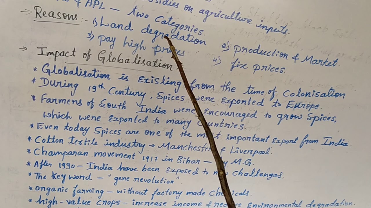 Agriculture-- food security and impact of globalisation on agriculture