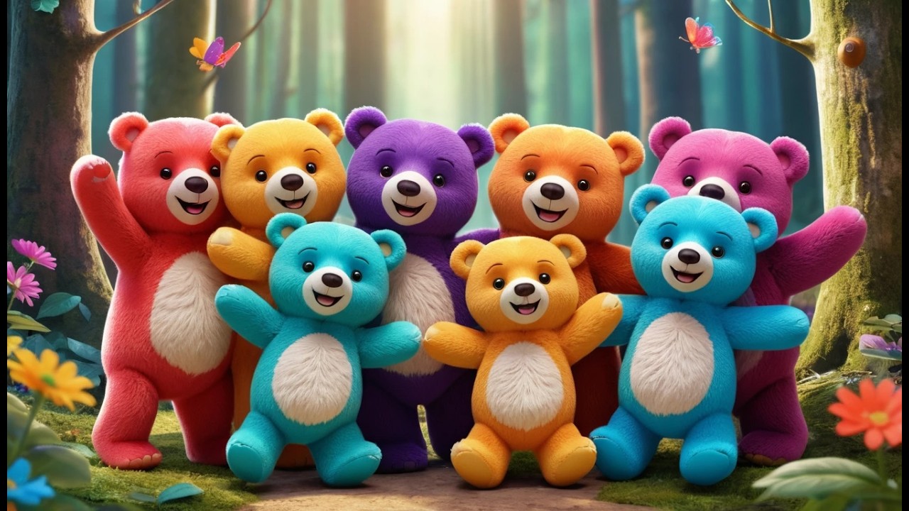 Acht Teddybären umarmen sich | Kuschellied & Schlaflied für Kinder
