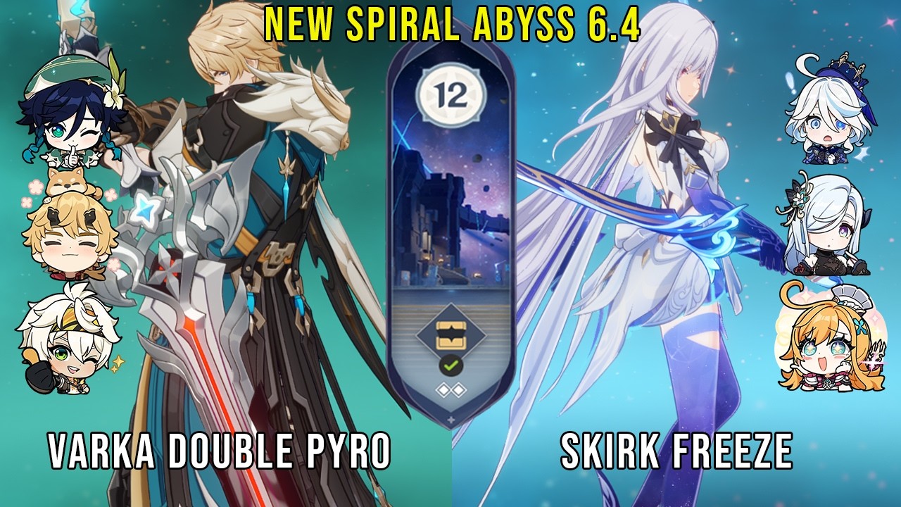 C0 Varka Double Pyro and C0 Skirk Freeze | NEW Genshin Impact Abyss 6.4 Floor 12 9 Stars