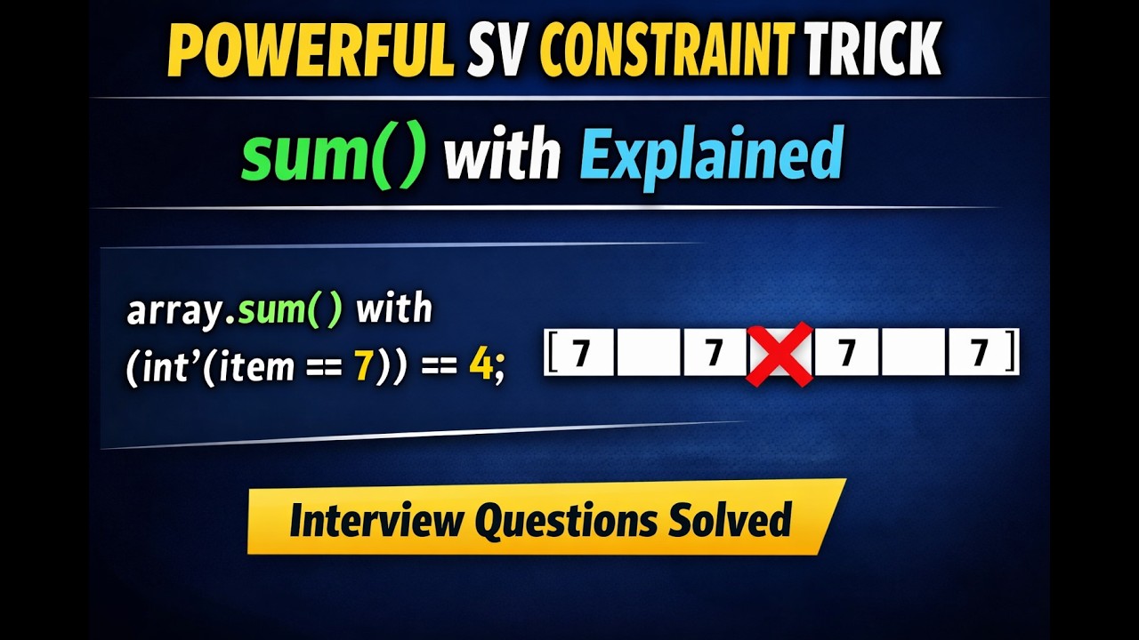 Powerful System Verilog Constraint Questions Using sum() with (Verification Interview)